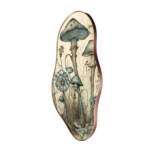Quadro Orgânico Decorativo Cogumelos e Flores com Moldura Flexível Metalizada