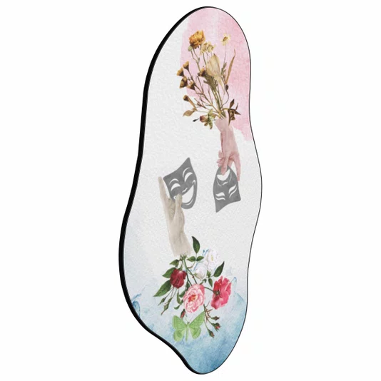 Quadro Orgânico Decorativo Colagem Máscaras e Flores