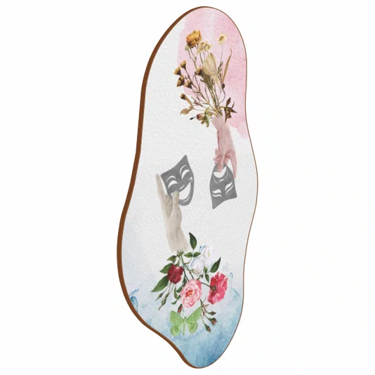 Quadro Orgânico Decorativo Colagem Máscaras e Flores