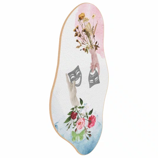 Quadro Orgânico Decorativo Colagem Máscaras e Flores