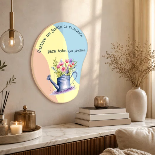 Quadro Orgânico Decorativo Cultive um Jardim de Felicidade