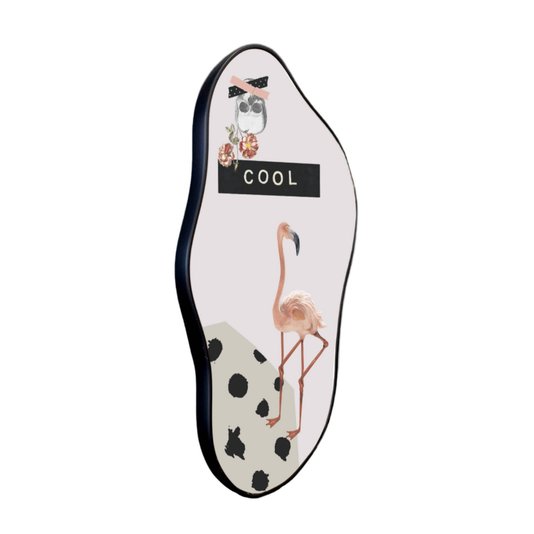 Quadro Orgânico Decorativo Flamingo e Caveira com Moldura Filete Flexível