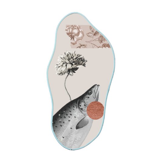 Quadro Orgânico Decorativo Flor e Peixe com Moldura Filete Flexível