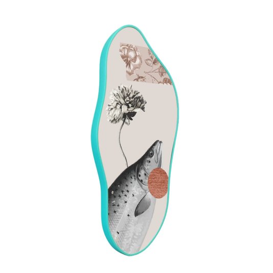 Quadro Orgânico Decorativo Flor e Peixe com Moldura Filete Flexível
