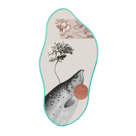 Quadro Orgânico Decorativo Flor e Peixe com Moldura Filete Flexível