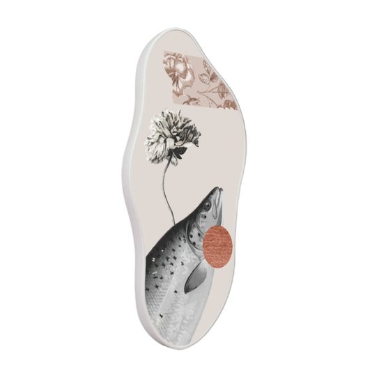 Quadro Orgânico Decorativo Flor e Peixe com Moldura Filete Flexível