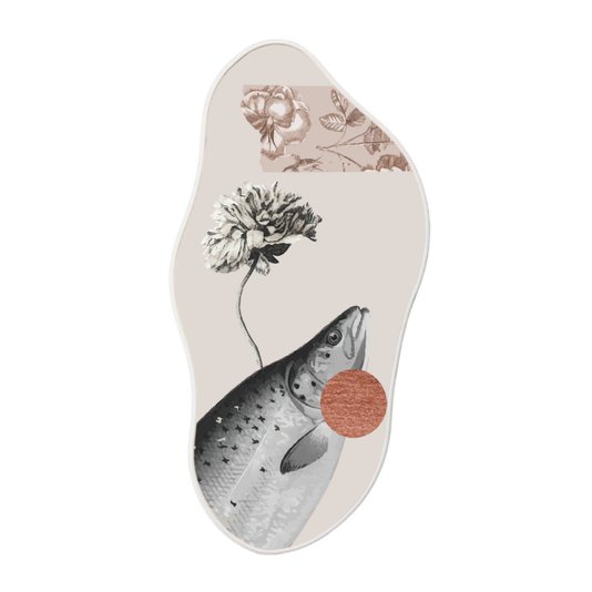 Quadro Orgânico Decorativo Flor e Peixe com Moldura Filete Flexível