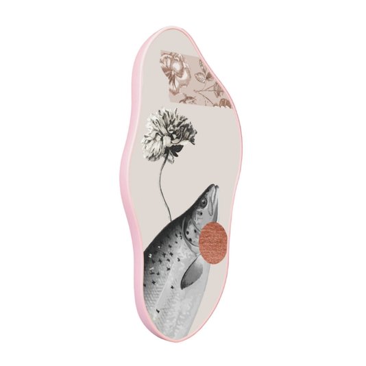 Quadro Orgânico Decorativo Flor e Peixe com Moldura Filete Flexível