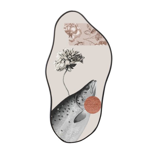 Quadro Orgânico Decorativo Flor e Peixe com Moldura Filete Flexível