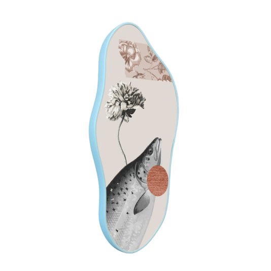 Quadro Orgânico Decorativo Flor e Peixe com Moldura Filete Flexível