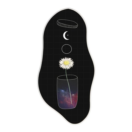 Quadro Orgânico Decorativo Flor no Potinho com Moldura Filete Flexível