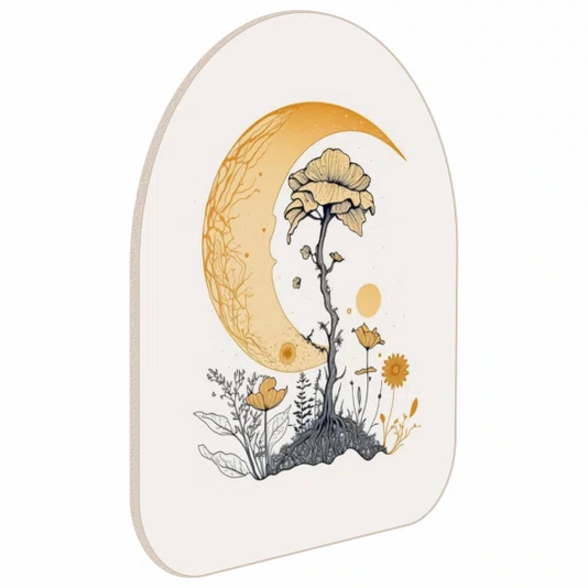 Quadro Orgânico Decorativo Flores e Lua