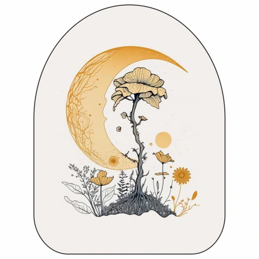Quadro Orgânico Decorativo Flores e Lua