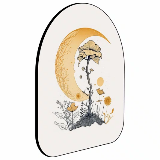 Quadro Orgânico Decorativo Flores e Lua