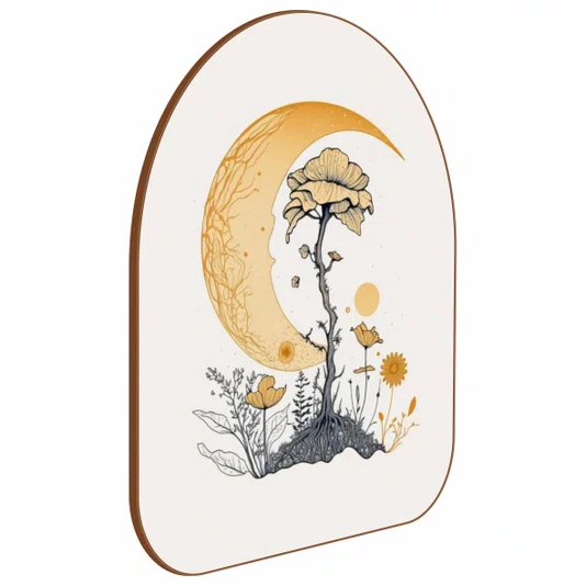 Quadro Orgânico Decorativo Flores e Lua