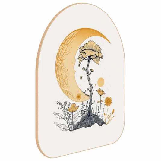 Quadro Orgânico Decorativo Flores e Lua