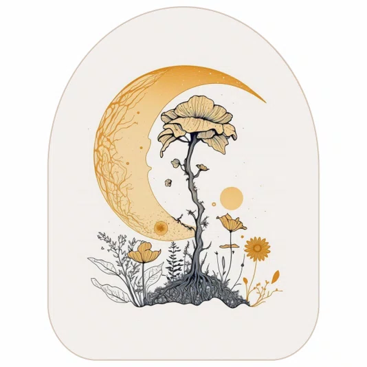 Quadro Orgânico Decorativo Flores e Lua