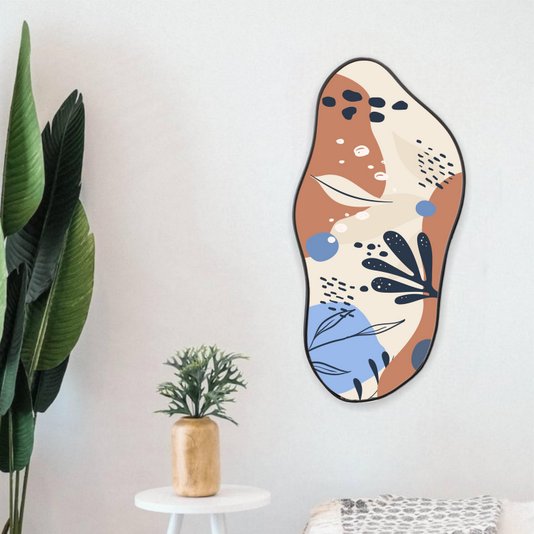 Quadro Orgânico Decorativo Folhas Abstratas com Moldura Filete Flexível