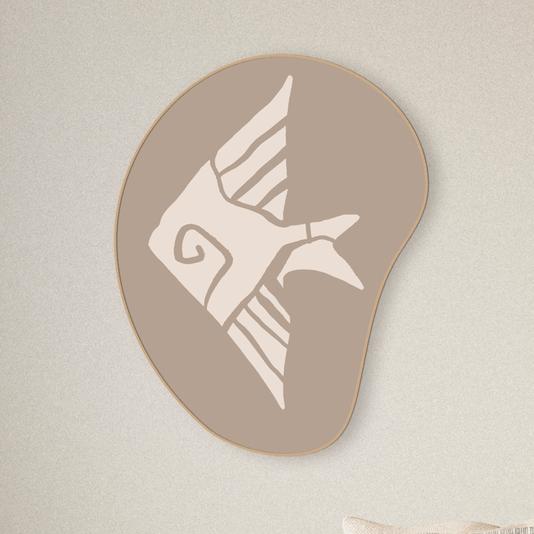 Quadro Orgânico Decorativo Fóssil Peixe Marrom Estilo Japandi