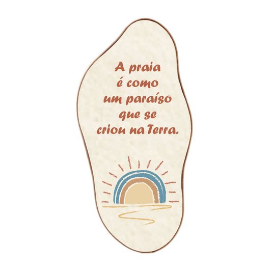 Quadro Orgânico Decorativo Frase  A Praia é Como  Um Paraíso Que Se Criou na Terra com Moldura em Couro Sintético
