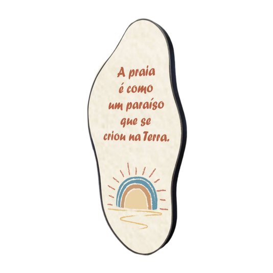 Quadro Orgânico Decorativo Frase  A Praia é Como  Um Paraíso Que Se Criou na Terra com Moldura em Couro Sintético
