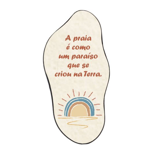 Quadro Orgânico Decorativo Frase  A Praia é Como  Um Paraíso Que Se Criou na Terra com Moldura em Couro Sintético