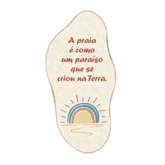 Quadro Orgânico Decorativo Frase  A Praia é Como  Um Paraíso Que Se Criou na Terra com Moldura em Couro Sintético