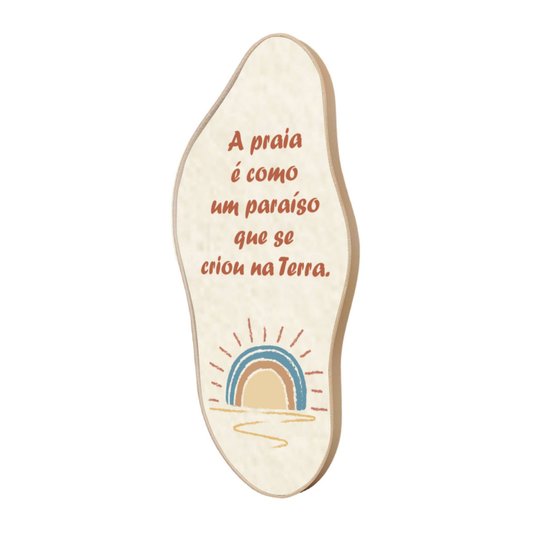 Quadro Orgânico Decorativo Frase  A Praia é Como  Um Paraíso Que Se Criou na Terra com Moldura em Couro Sintético