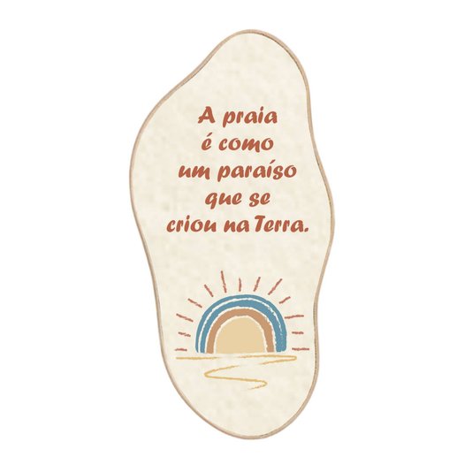 Quadro Orgânico Decorativo Frase  A Praia é Como  Um Paraíso Que Se Criou na Terra com Moldura em Couro Sintético