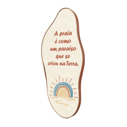 Quadro Orgânico Decorativo Frase  A Praia é Como  Um Paraíso Que Se Criou na Terra com Moldura em Couro Sintético