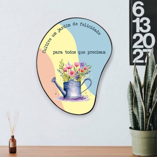 Quadro Orgânico Decorativo Frase Cultive Um Jardim de Felicidade Para Todos Que Precisam com Moldura Filete Flexível