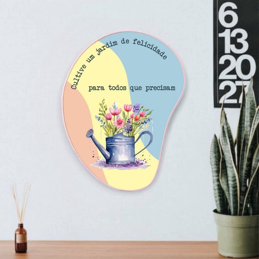 Quadro Orgânico Decorativo Frase Cultive Um Jardim de Felicidade Para Todos Que Precisam com Moldura Filete Flexível