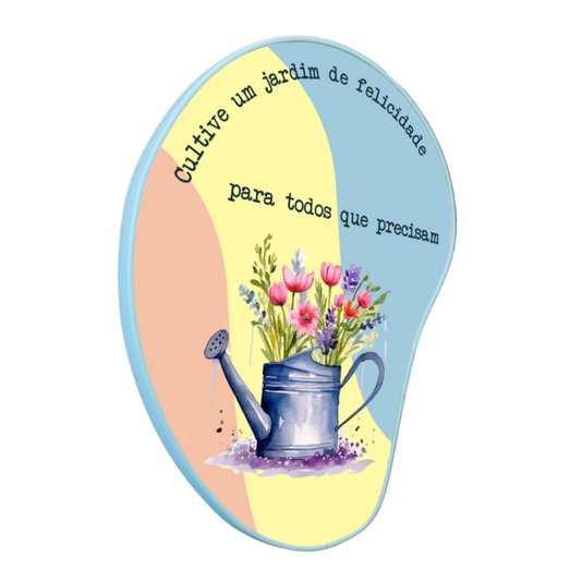 Quadro Orgânico Decorativo Frase Cultive Um Jardim de Felicidade Para Todos Que Precisam com Moldura Filete Flexível