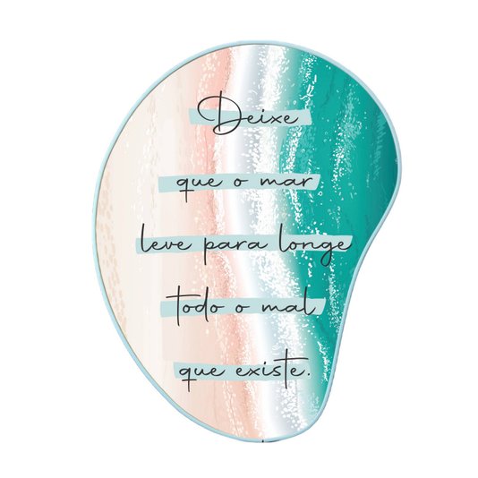 Quadro Orgânico Decorativo Frase Deixe Que o Mar Leve Para Longe Todo o Mal Que Existe com Moldura Filete Flexível