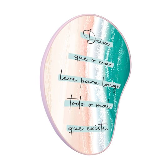 Quadro Orgânico Decorativo Frase Deixe Que o Mar Leve Para Longe Todo o Mal Que Existe com Moldura Filete Flexível