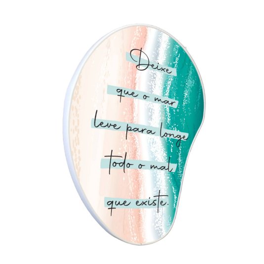 Quadro Orgânico Decorativo Frase Deixe Que o Mar Leve Para Longe Todo o Mal Que Existe com Moldura Filete Flexível