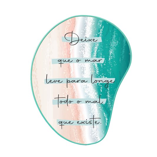 Quadro Orgânico Decorativo Frase Deixe Que o Mar Leve Para Longe Todo o Mal Que Existe com Moldura Filete Flexível