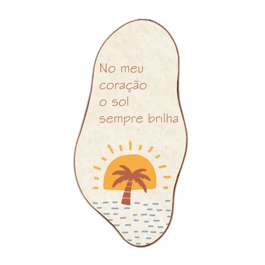 Quadro Orgânico Decorativo Frase No Meu Coração o Sol  Sempre Brilha com Moldura em Couro Sintético