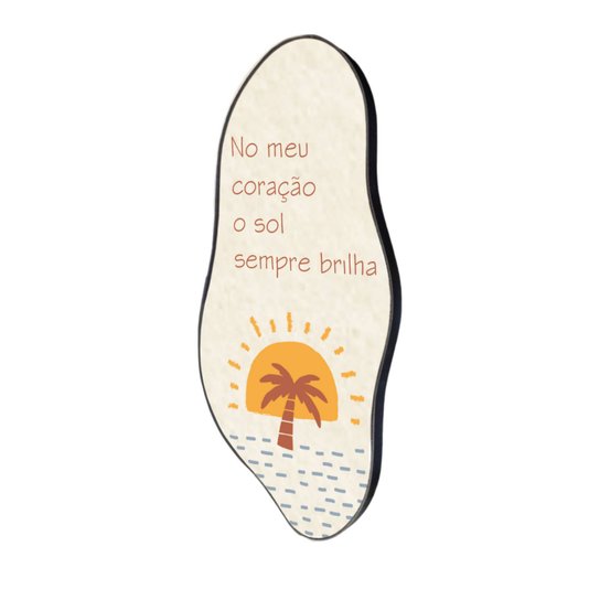 Quadro Orgânico Decorativo Frase No Meu Coração o Sol  Sempre Brilha com Moldura em Couro Sintético