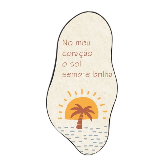 Quadro Orgânico Decorativo Frase No Meu Coração o Sol  Sempre Brilha com Moldura em Couro Sintético