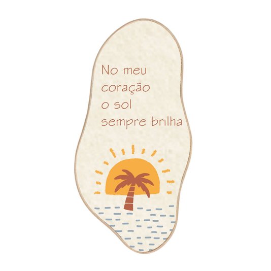 Quadro Orgânico Decorativo Frase No Meu Coração o Sol  Sempre Brilha com Moldura em Couro Sintético