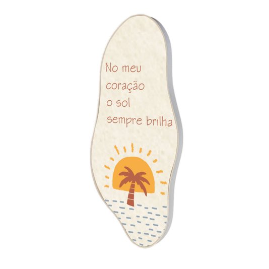 Quadro Orgânico Decorativo Frase No Meu Coração o Sol  Sempre Brilha com Moldura em Couro Sintético