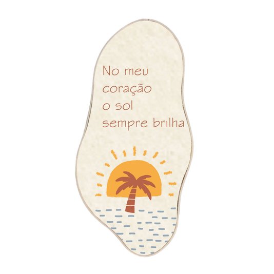 Quadro Orgânico Decorativo Frase No Meu Coração o Sol  Sempre Brilha com Moldura em Couro Sintético