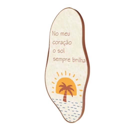 Quadro Orgânico Decorativo Frase No Meu Coração o Sol  Sempre Brilha com Moldura em Couro Sintético