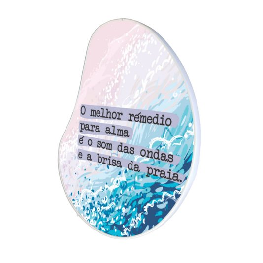 Quadro Orgânico Decorativo Frase O Melhor Remédio Para Alma é o Som das Ondas e a Brisa da Praia com Moldura Filete Flexível