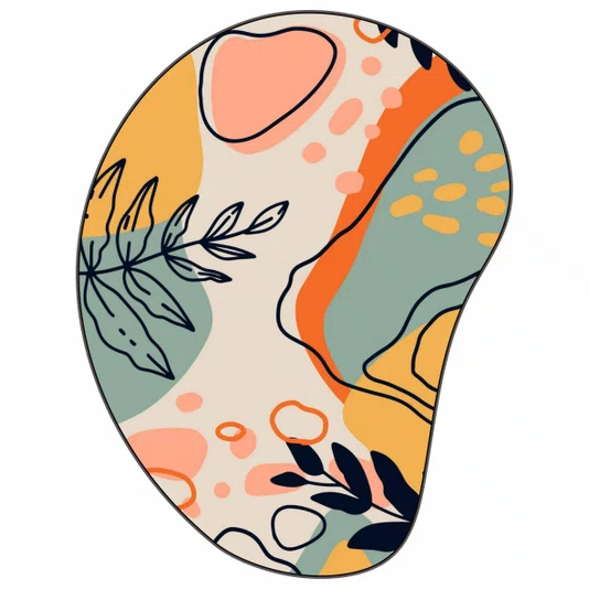Quadro Orgânico Decorativo Ilustração Abstrata Silhuetas de Plantas