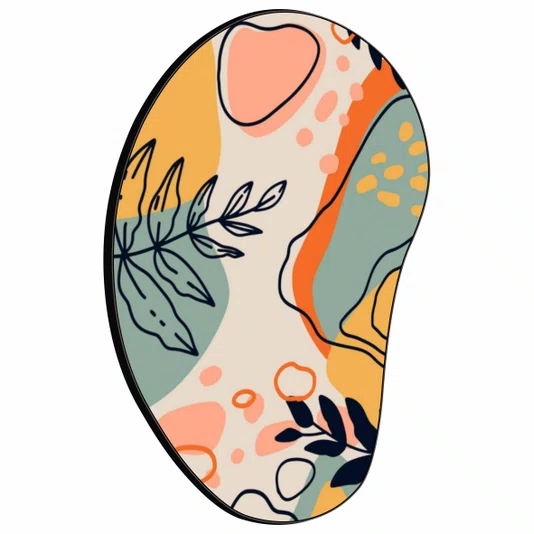 Quadro Orgânico Decorativo Ilustração Abstrata Silhuetas de Plantas