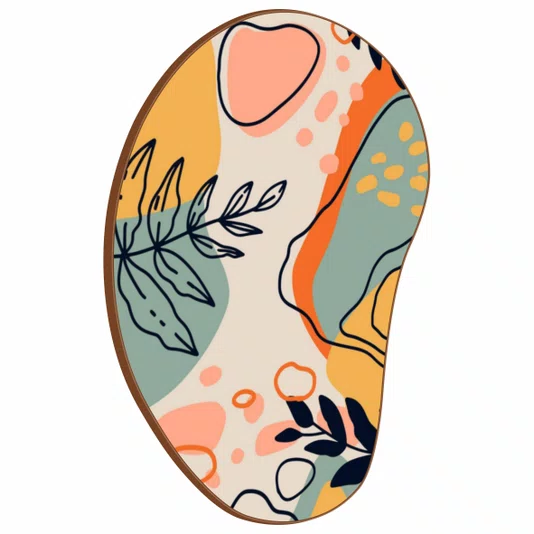 Quadro Orgânico Decorativo Ilustração Abstrata Silhuetas de Plantas