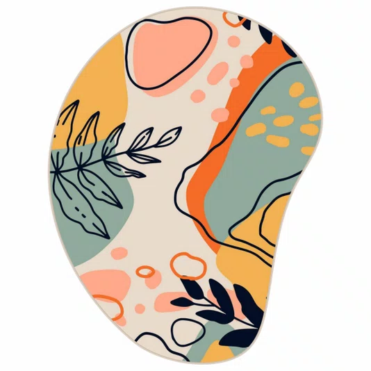 Quadro Orgânico Decorativo Ilustração Abstrata Silhuetas de Plantas