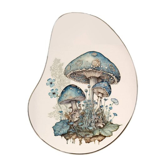 Quadro Orgânico Decorativo Jardim de Cogumelos com Moldura Flexível Metalizada